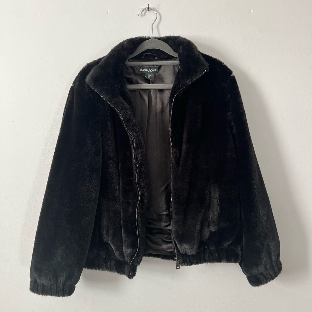 Like New! Cynthia Rowley Black Faux Bomber Jacket